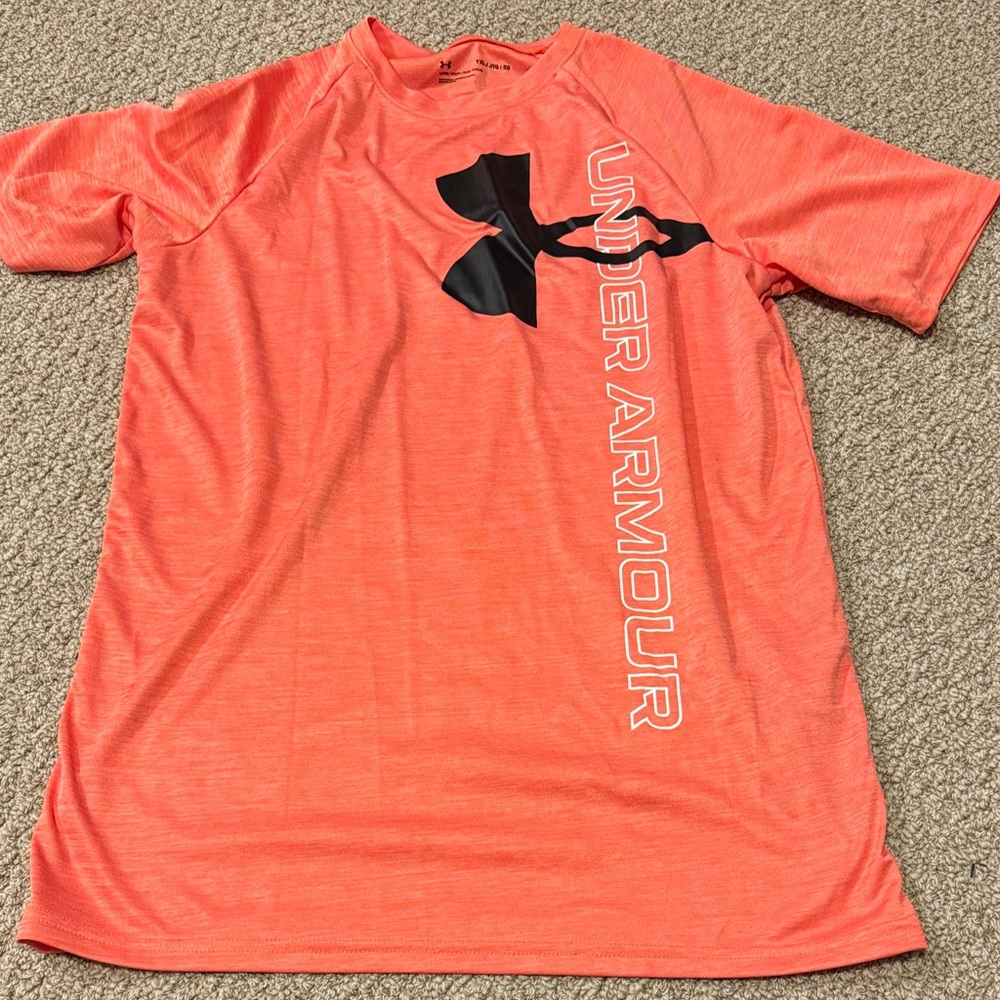 Under Armour Bright Coral Tee with Black Logo